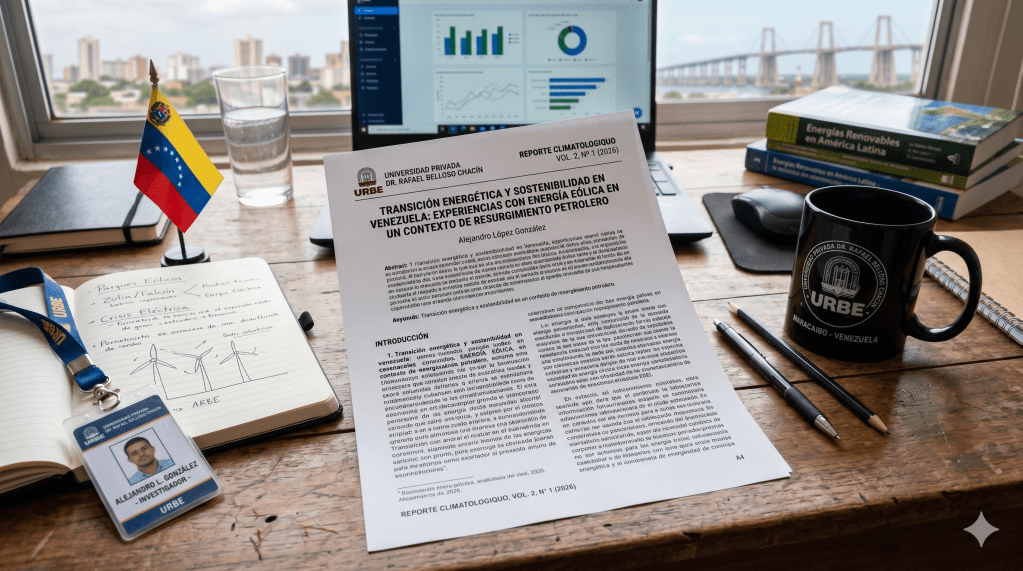 Transición energética y sostenibilidad en Venezuela: experiencias con energía eólica en un contexto de resurgimiento petrolero Autores/as Alejandro López González URBE Autor/a DOI: https://doi.org/10.36390/6ay4f456 Palabras clave: transición energética, energía eólica, sostenibilidad energética, sistema eléctrico venezolano, renta petrolera Resumen La transición energética en Venezuela se desarrolla en un contexto marcado por la dependencia histórica de los hidrocarburos, la fragilidad del sistema eléctrico y los desafíos asociados al cambio climático. En este marco, las energías renovables, particularmente la energía eólica, han sido planteadas como una alternativa para diversificar la matriz eléctrica, reducir emisiones de gases de efecto invernadero y mejorar la sostenibilidad del sector energético. El presente trabajo analiza la transición energética y la sostenibilidad del sistema eléctrico venezolano a partir de las experiencias reales de desarrollo eólico en La Guajira (estado Zulia) y en la Península de Paraguaná, municipio Los Taques (estado Falcón), en un escenario caracterizado por el posible resurgimiento de la producción petrolera. La investigación se desarrolla bajo un enfoque analítico–descriptivo, basado en la revisión documental, la sistematización de experiencias empíricas y el análisis integrado de dimensiones ambientales, técnicas, socioeconómicas e institucionales. Los resultados muestran que las principales limitaciones del desarrollo eólico en Venezuela no están asociadas a la disponibilidad del recurso ni al desempeño tecnológico, sino a la discontinuidad de las políticas públicas, las restricciones financieras y la debilidad institucional del sector eléctrico. Asimismo, se evidencia el valor dual de las energías renovables en el contexto venezolano, al contribuir simultáneamente a la mitigación de emisiones y a la liberación de combustibles fósiles para la exportación. Finalmente, se discuten perspectivas de corto y mediano plazo orientadas a la rehabilitación de activos existentes y a una transición energética gradual y sostenible. Descargas Referencias